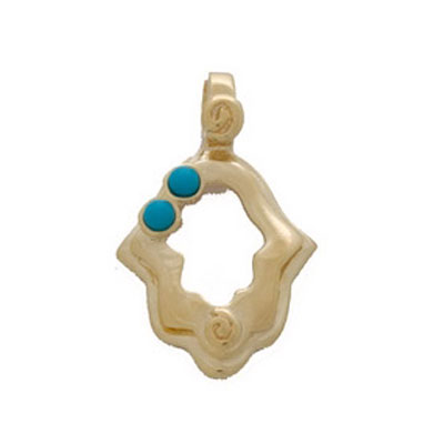 Gold Filled Turquoise Hamsa Pendant